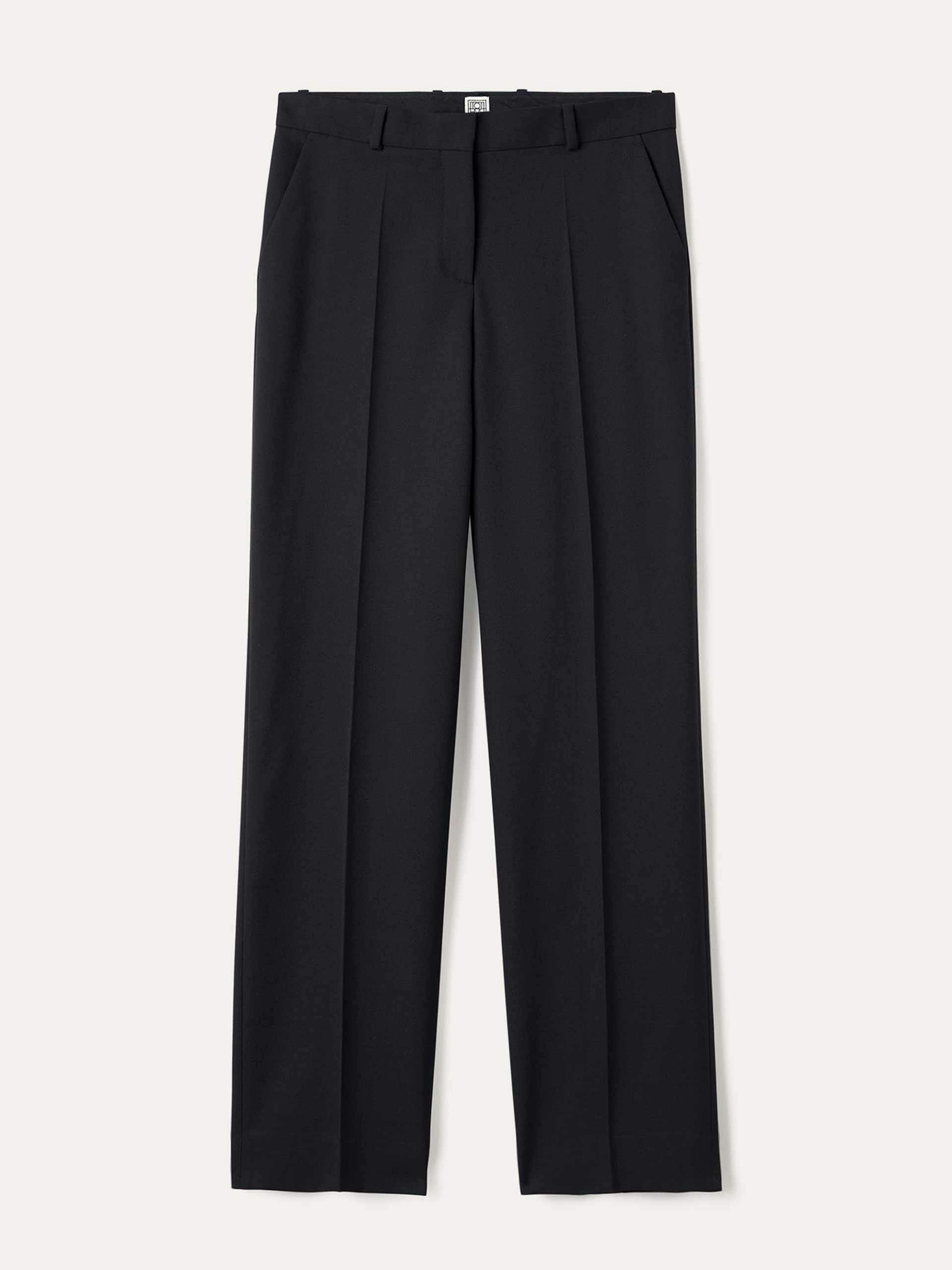 Mid-waist straight black trousers