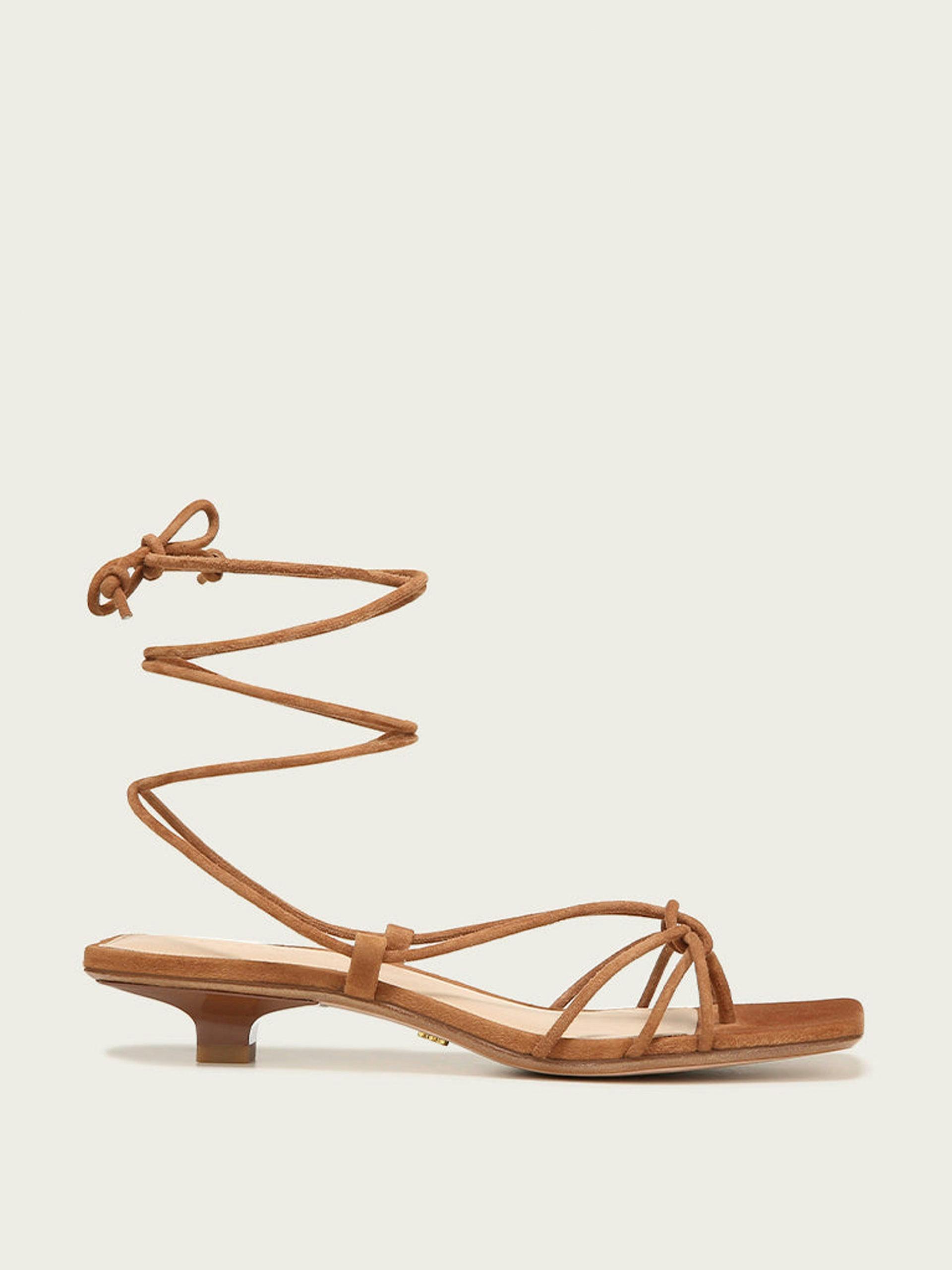 Brown suede lace up sandals