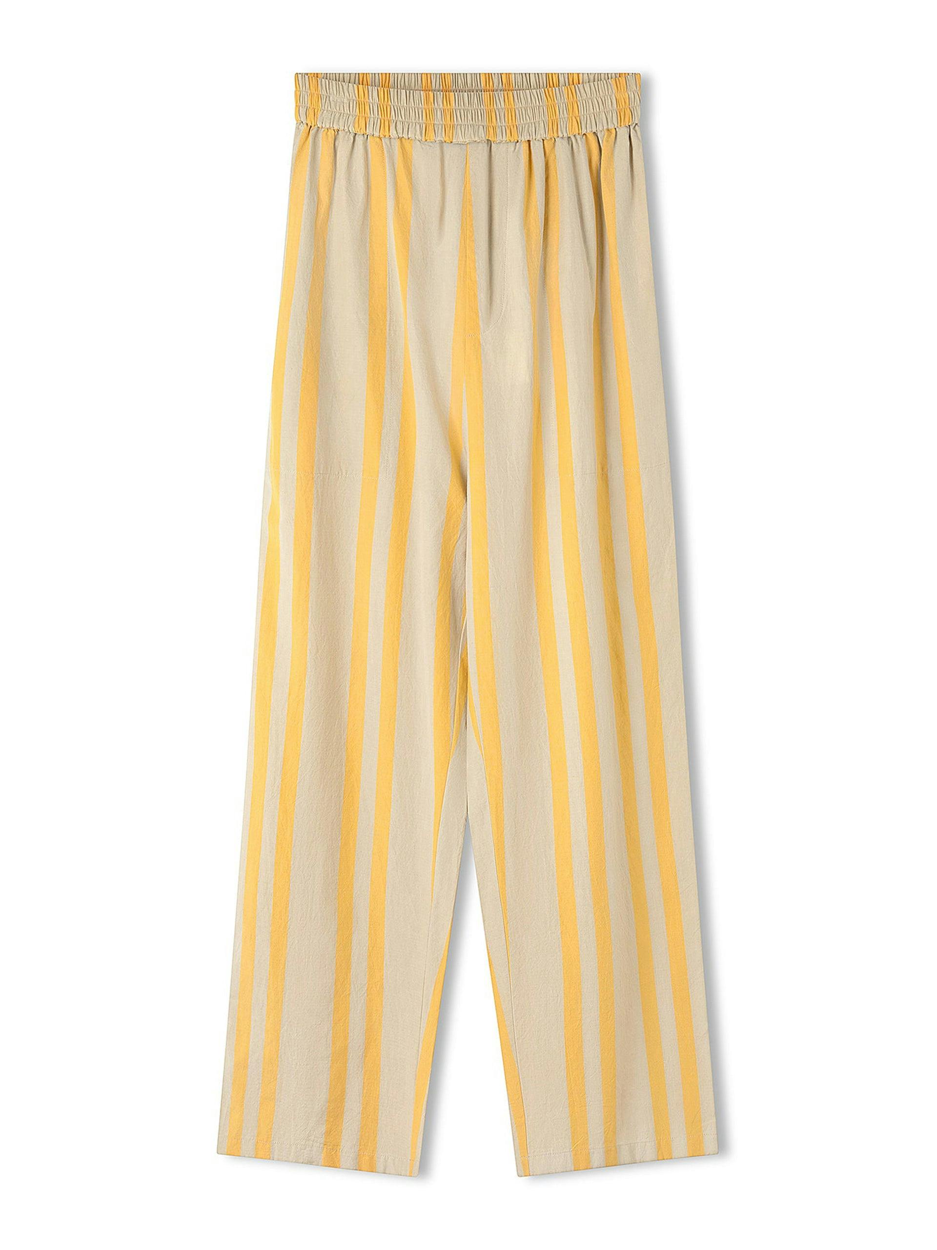 Yellow striped woven cotton trousers